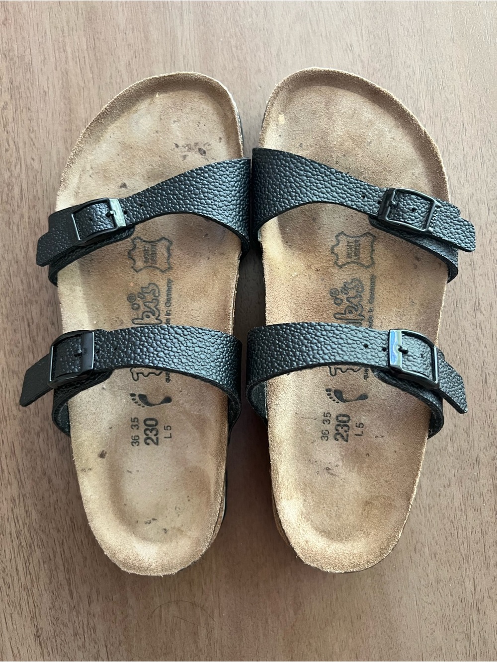 Birkenstock Birkis 2 Strap Leather Cork Slide Sandals Sz 5